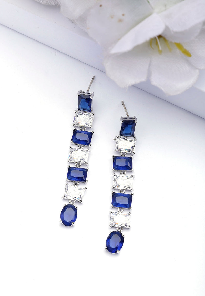Blue Square Drop Earrings