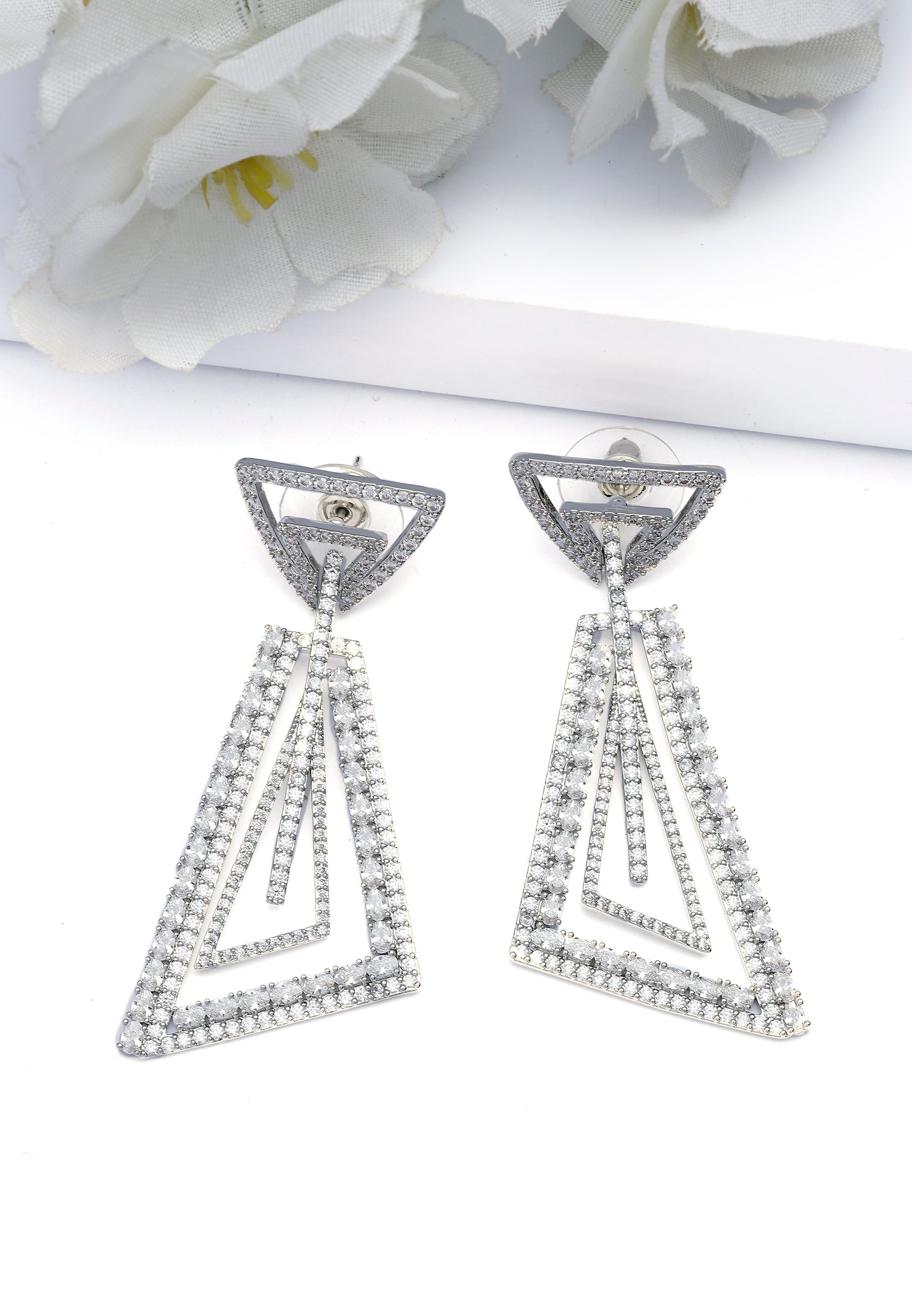 Shimmering Geometric Dangle Earrings
