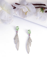 Silver colored Feather Drop Earrings