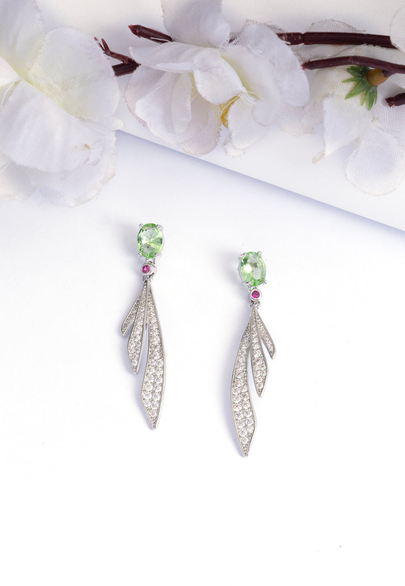 Silver colored Feather Drop Earrings