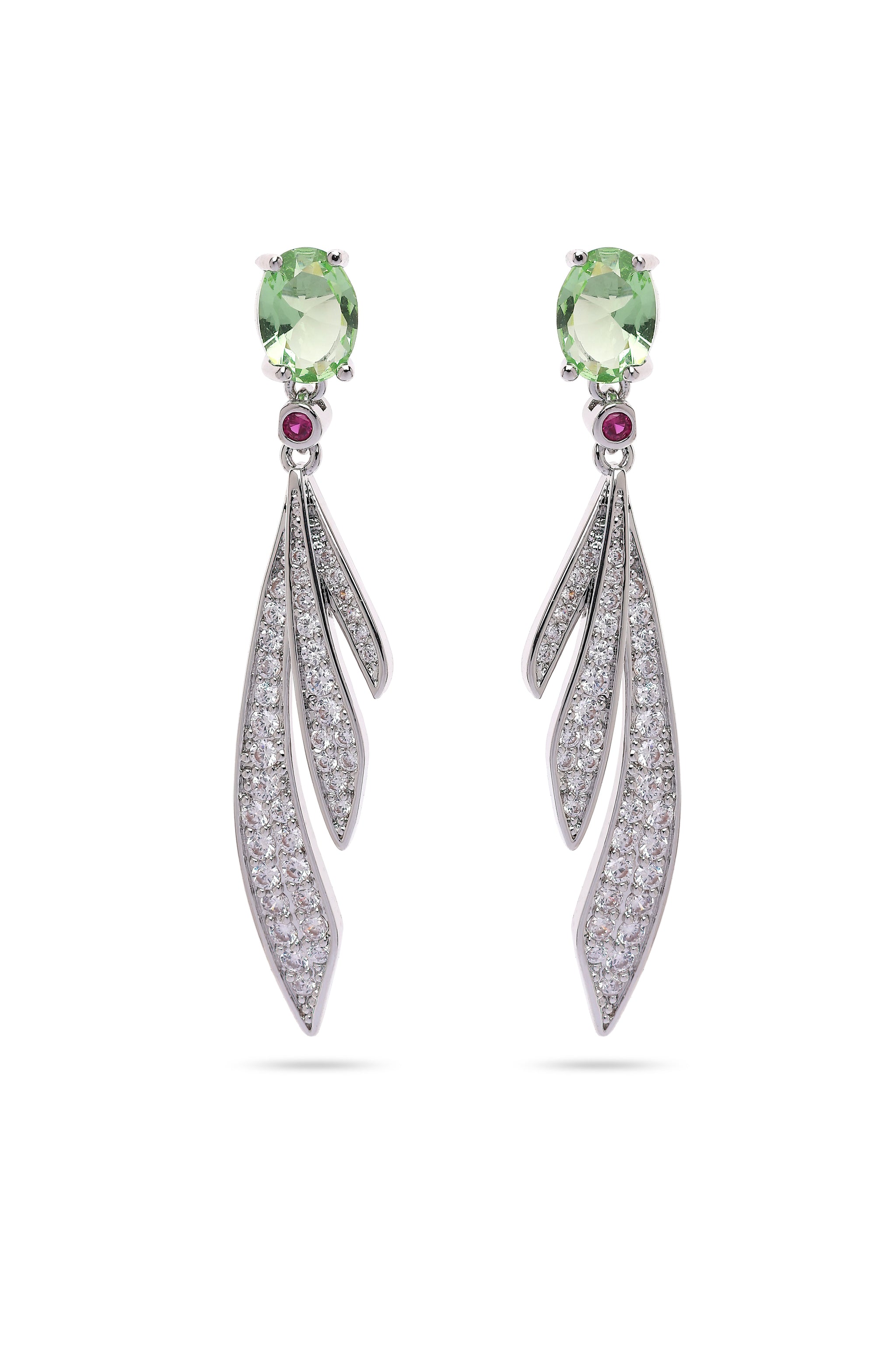 Boucles d'oreilles pendantes en forme de plume argentées