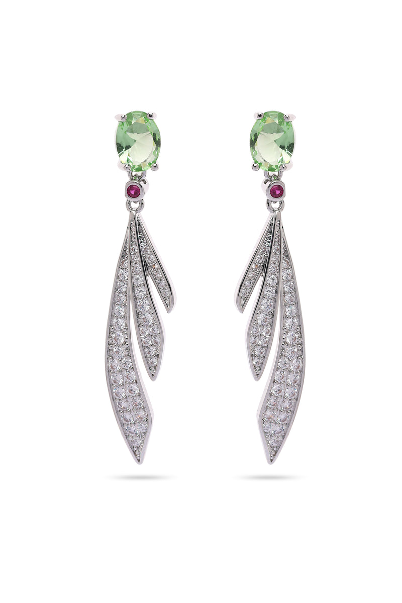 Silver colored Feather Drop Earrings