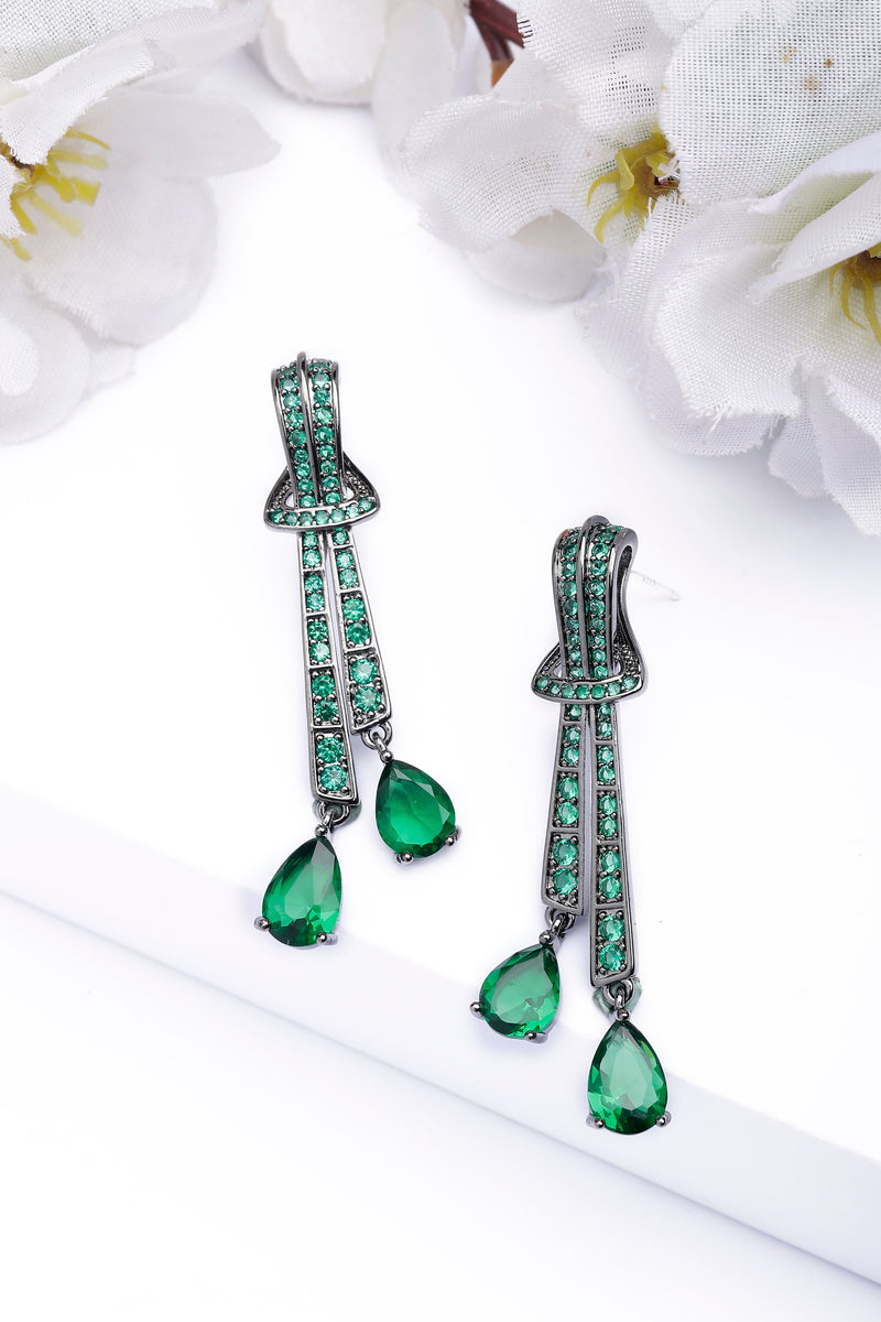 Boucles d'oreilles pendantes nœud vert
