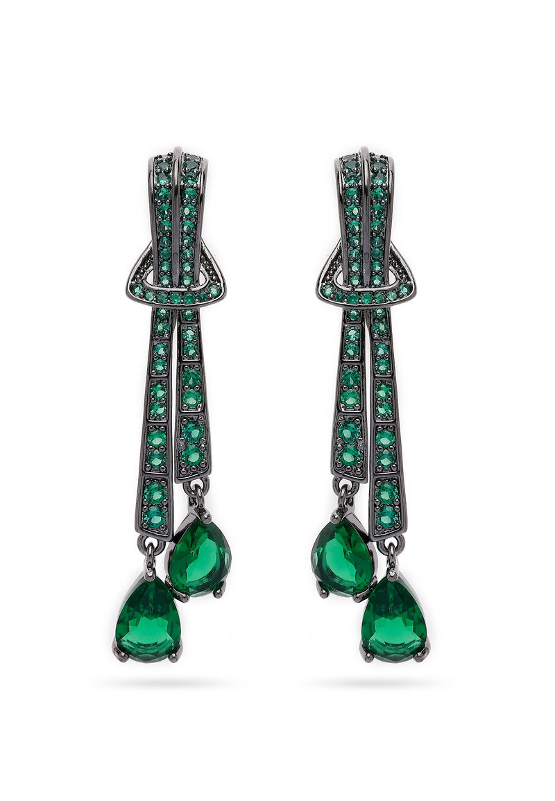 Boucles d'oreilles pendantes nœud vert