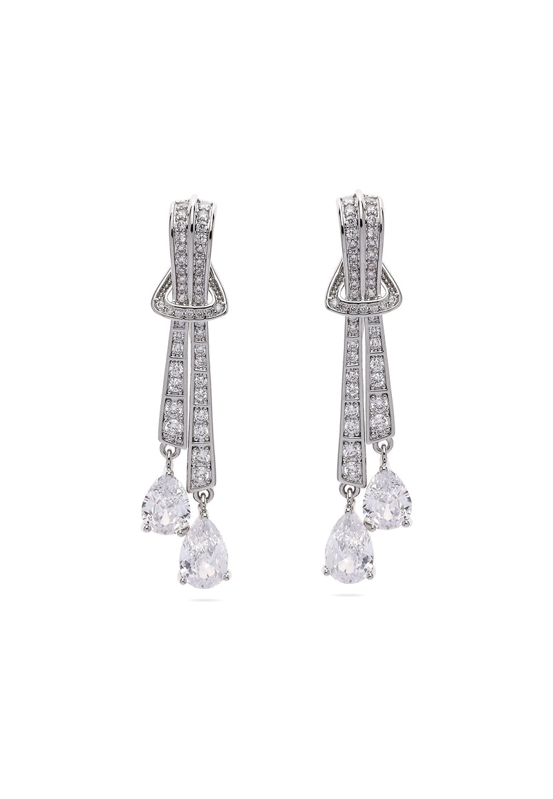 Boucles d'oreilles pendantes nœud argenté