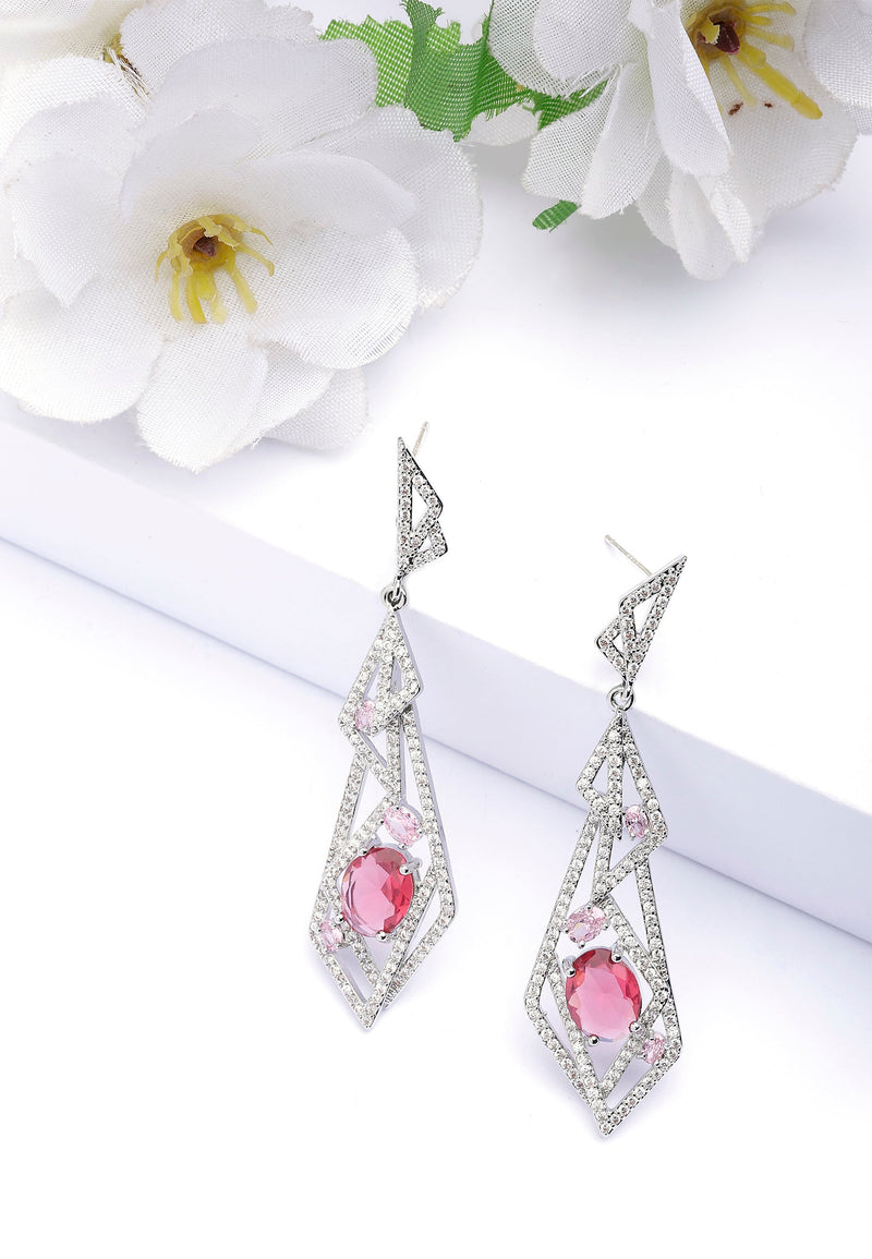 Boucles d'oreilles pendantes géométriques creuses et scintillantes