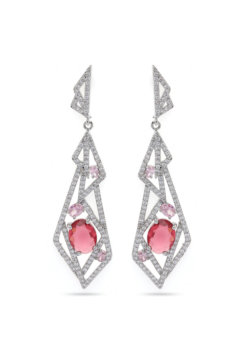 Boucles d'oreilles pendantes géométriques creuses et scintillantes