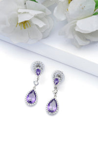 Boucles d'oreilles intemporelles en forme de goutte de pluie bleue