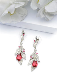 Red Leaf Motif Drop Earrings