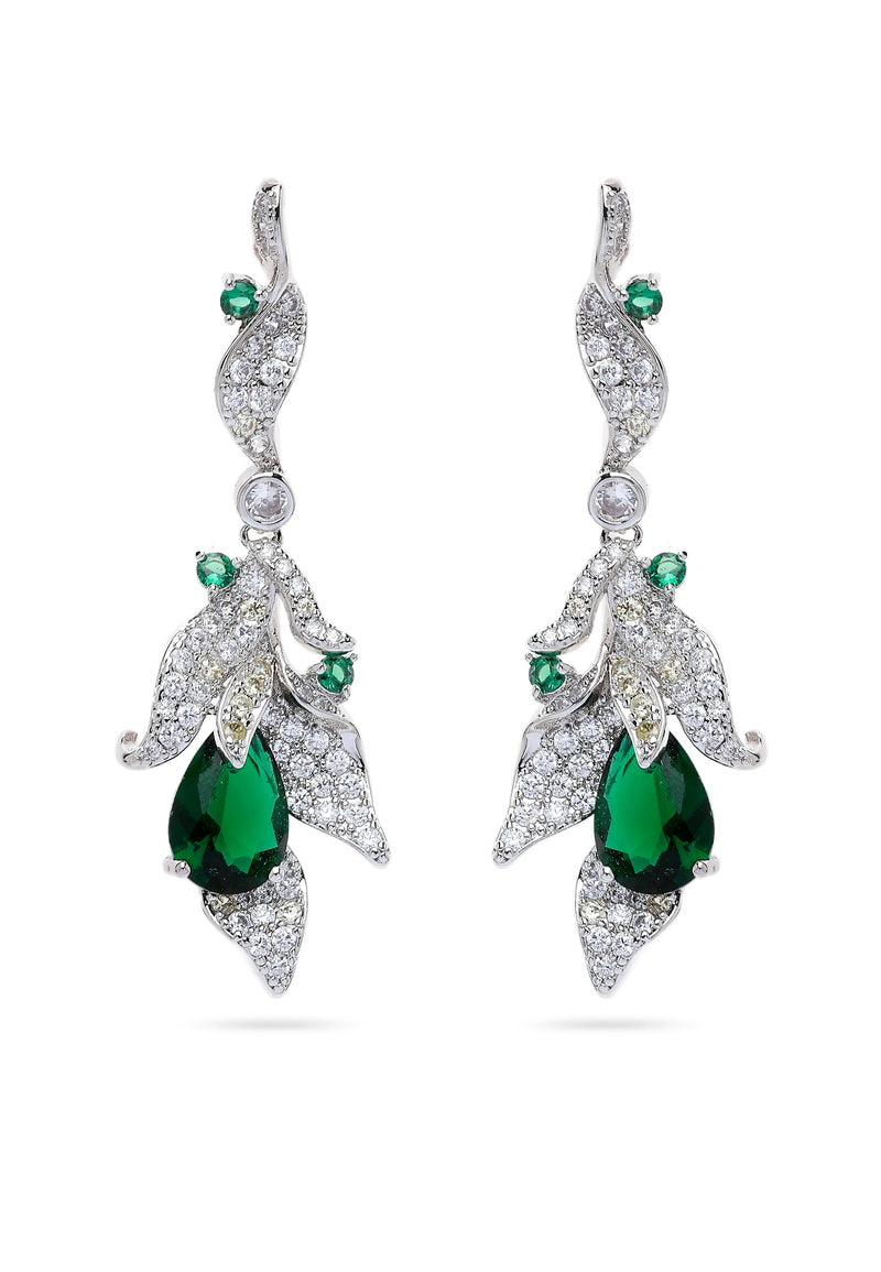 Boucles d'oreilles pendantes à motif de feuille verte