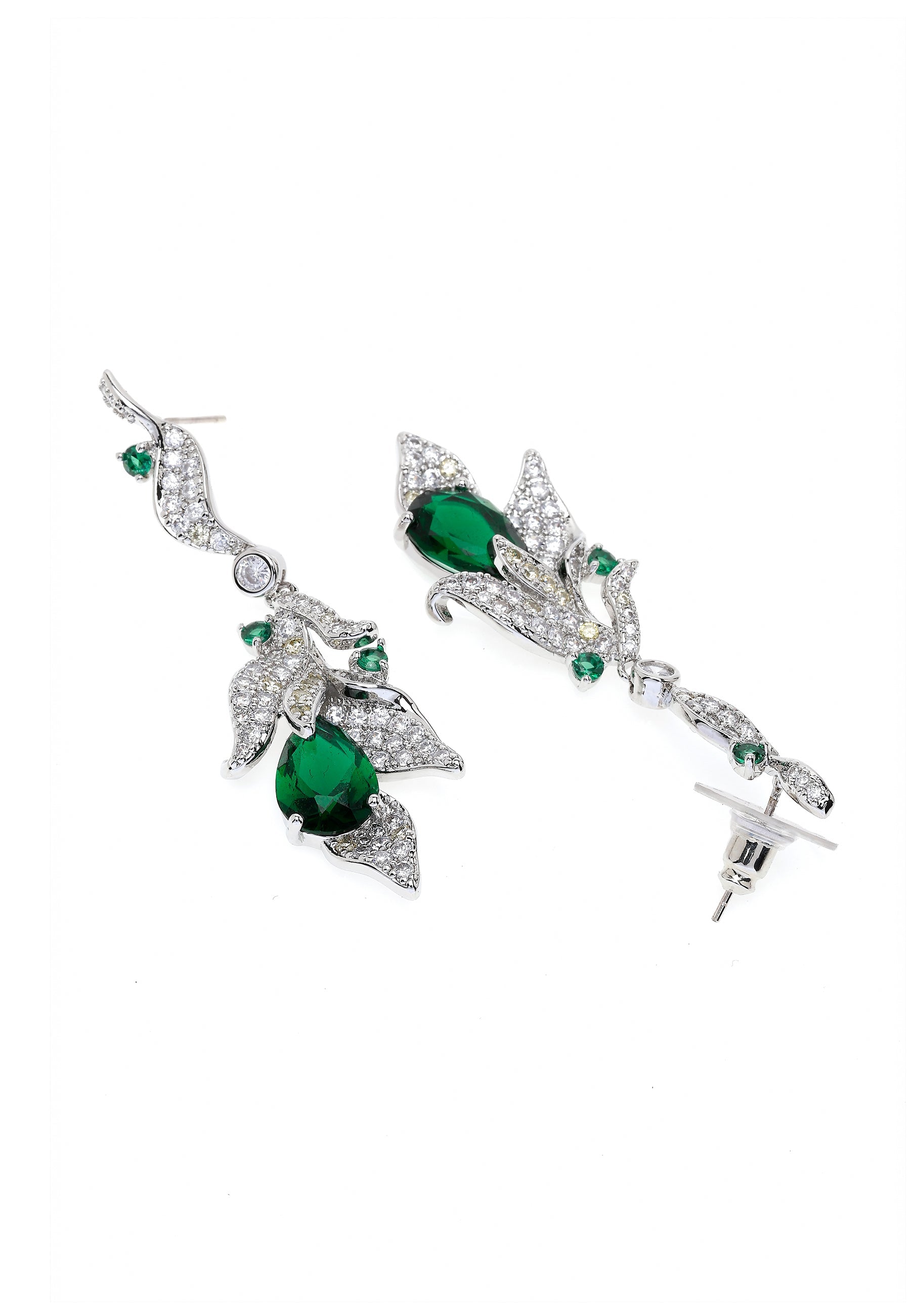 Green Leaf Motif Drop Earrings