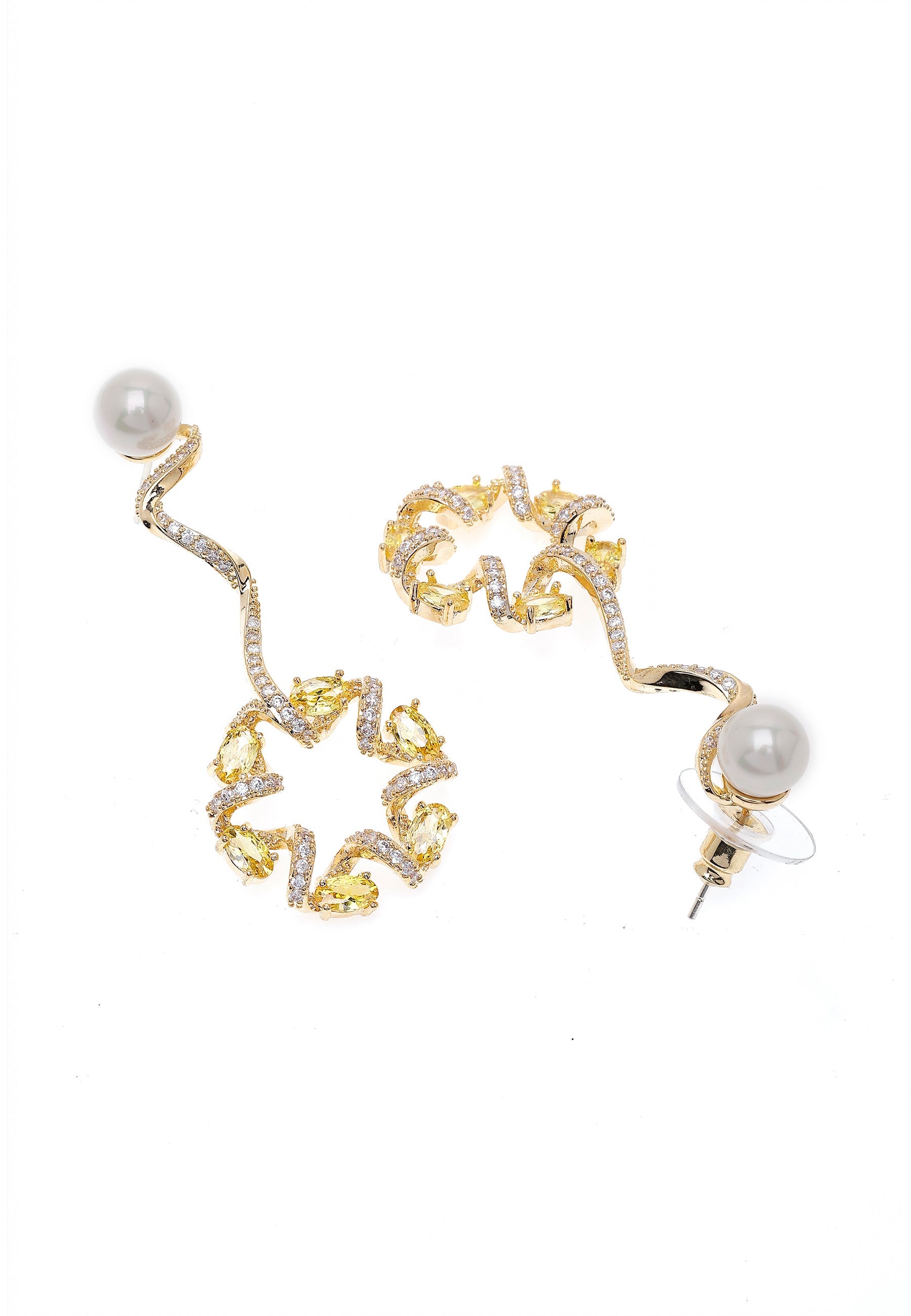 Dainty Yellow Swirl Drop Earrings