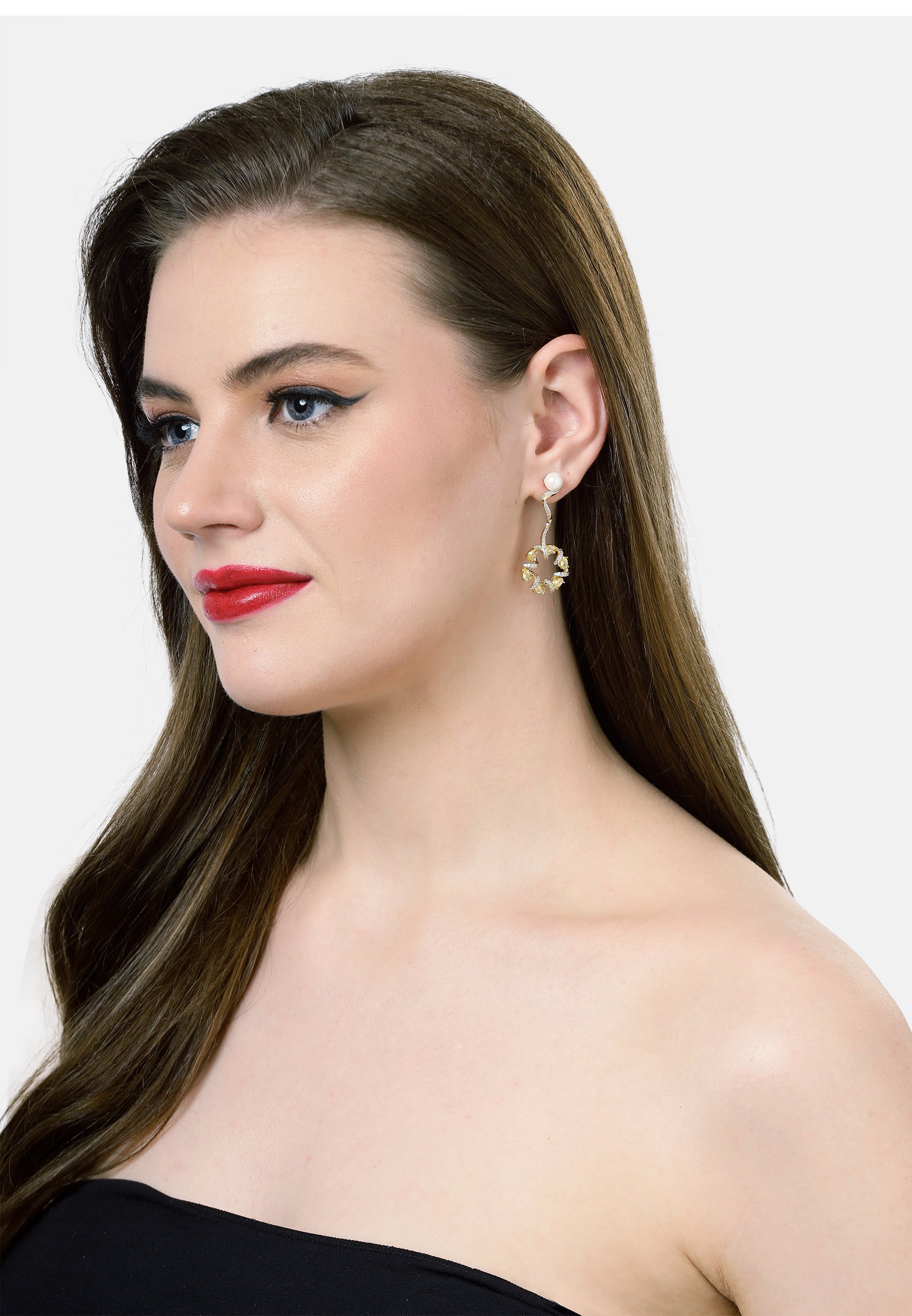 Dainty Yellow Swirl Drop Earrings