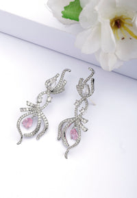 Boucles d'oreilles Infinity roses en forme de poire