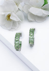 Light Green C-shaped Dainty Hoops