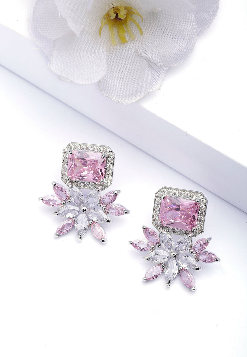 Dainty Light Pink Floral Stud Earrings