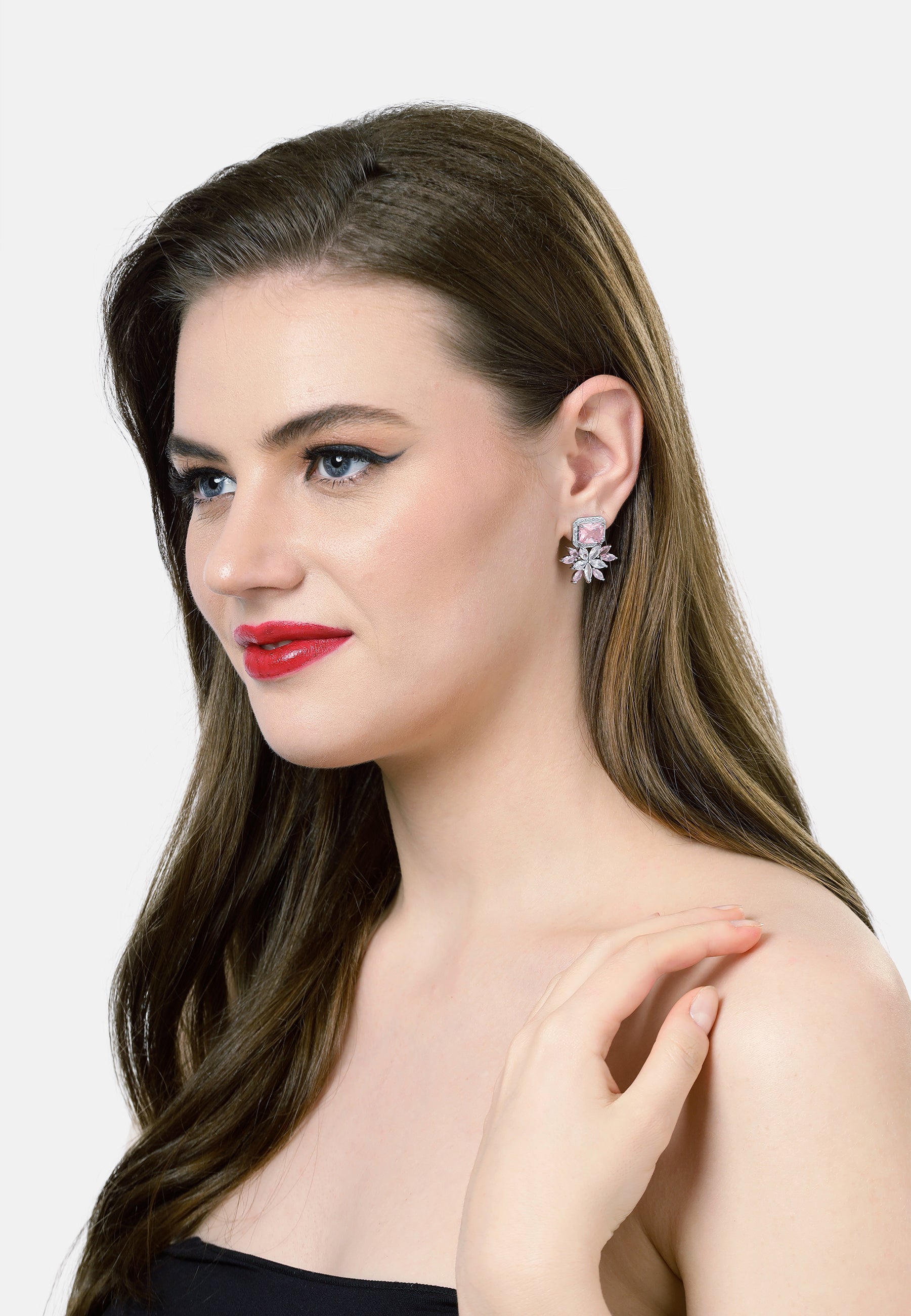 Dainty Light Pink Floral Stud Earrings