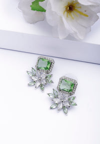 Dainty Light Green Floral Stud Earrings