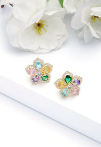 Multicolored Blooming Stud Earrings
