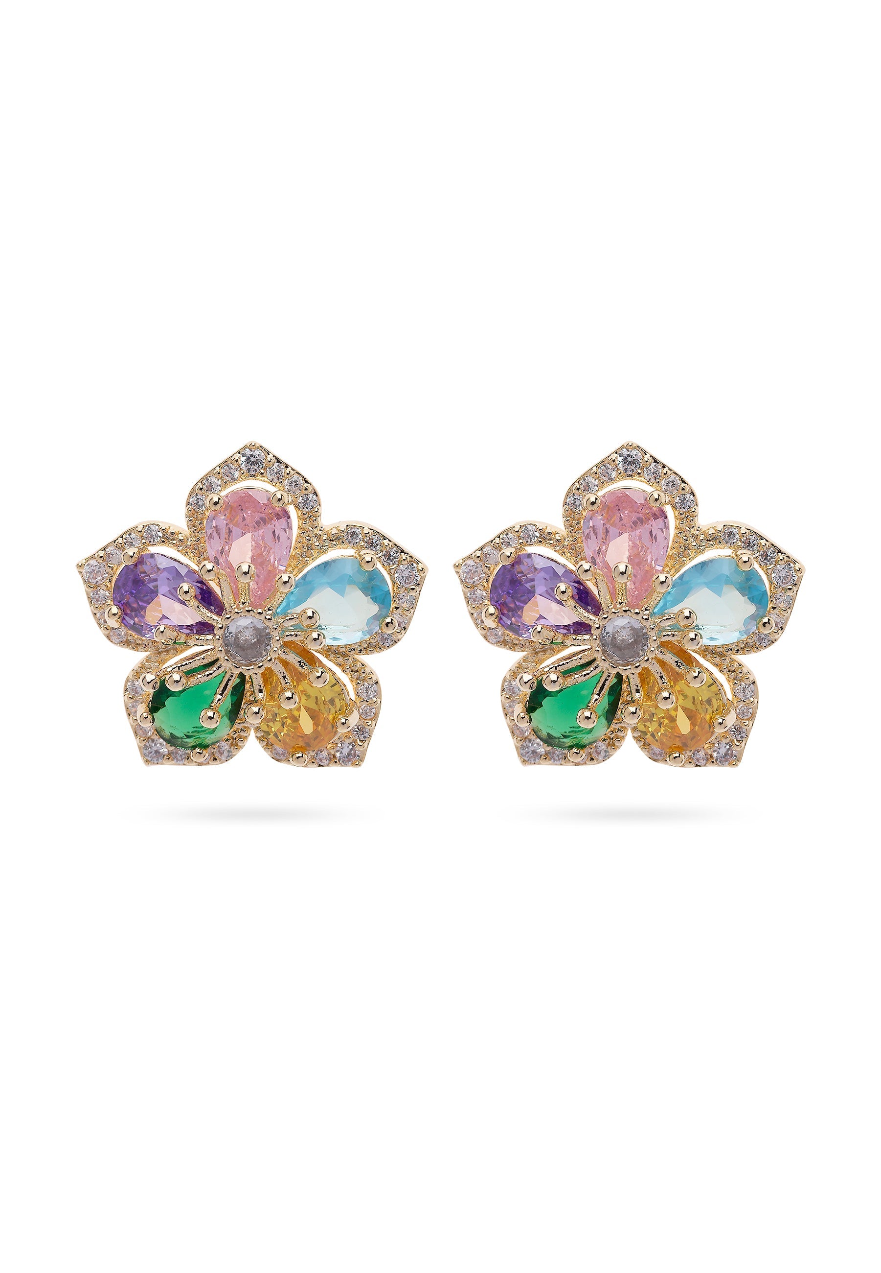 Boucles d'oreilles à clous multicolores fleuries