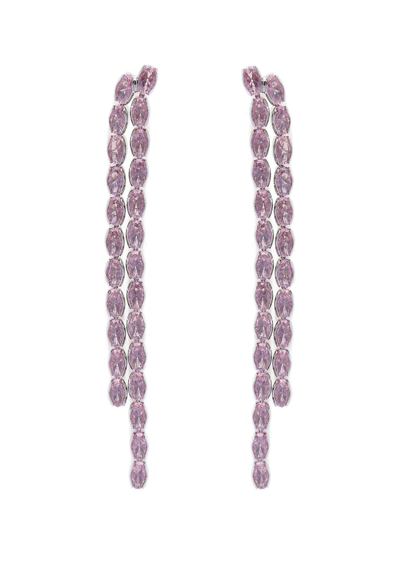 Boucles d'oreilles doubles longues rose clair