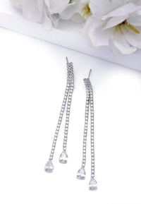 Silver Double Long Earrings