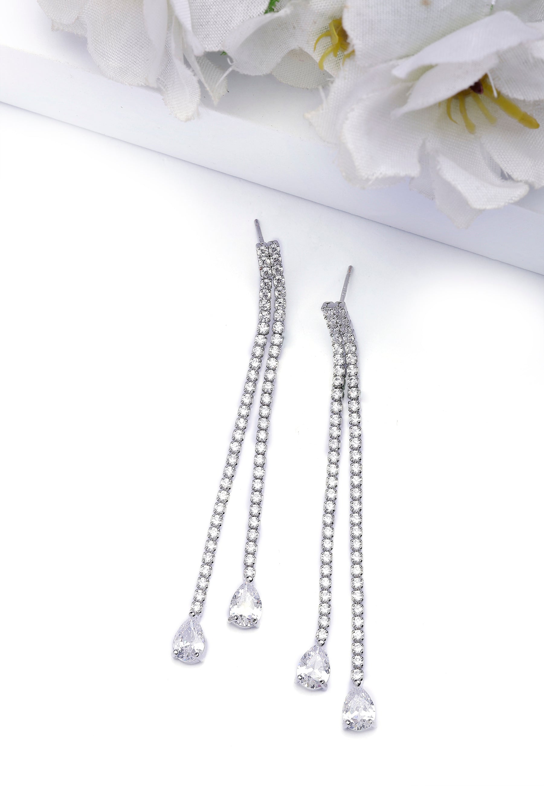 Boucles d'oreilles longues doubles en argent