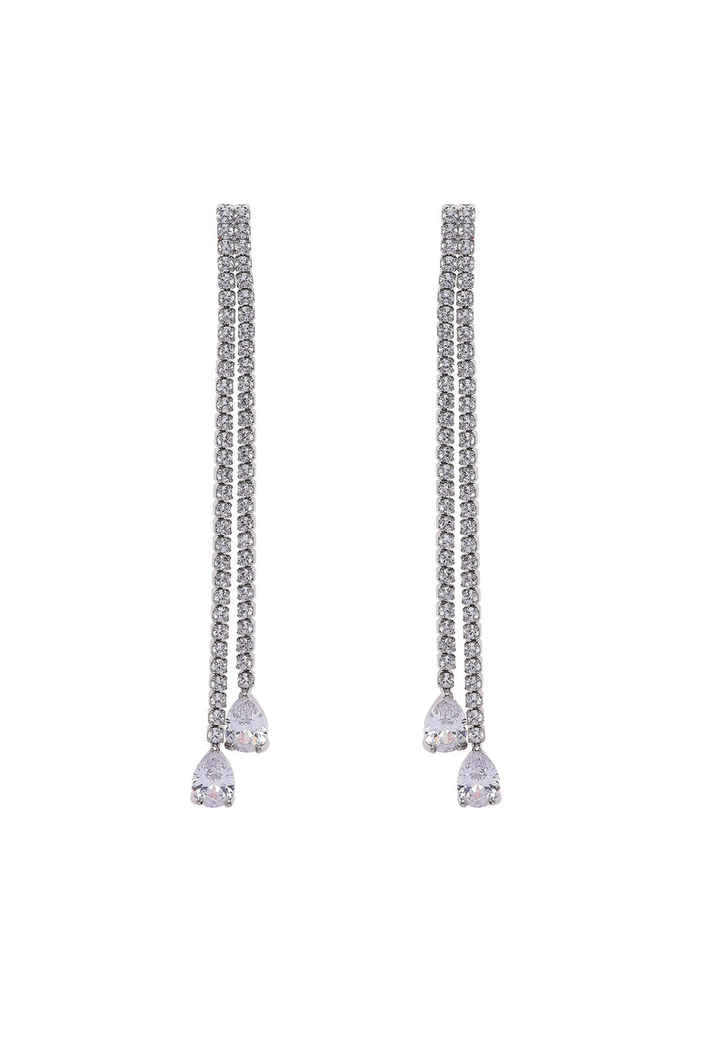 Boucles d'oreilles longues doubles en argent