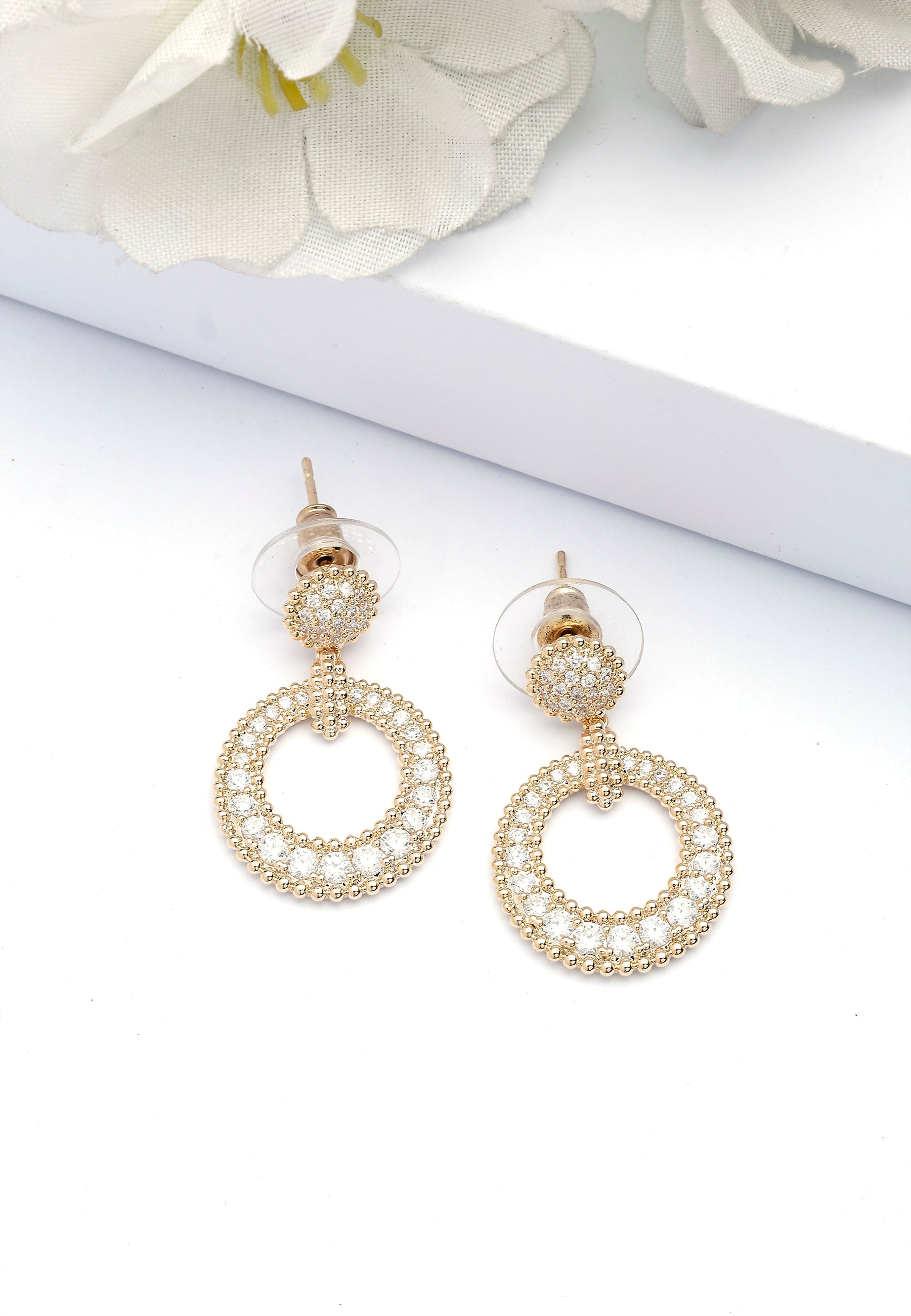 Boucles d'oreilles pendantes rondes couleur or