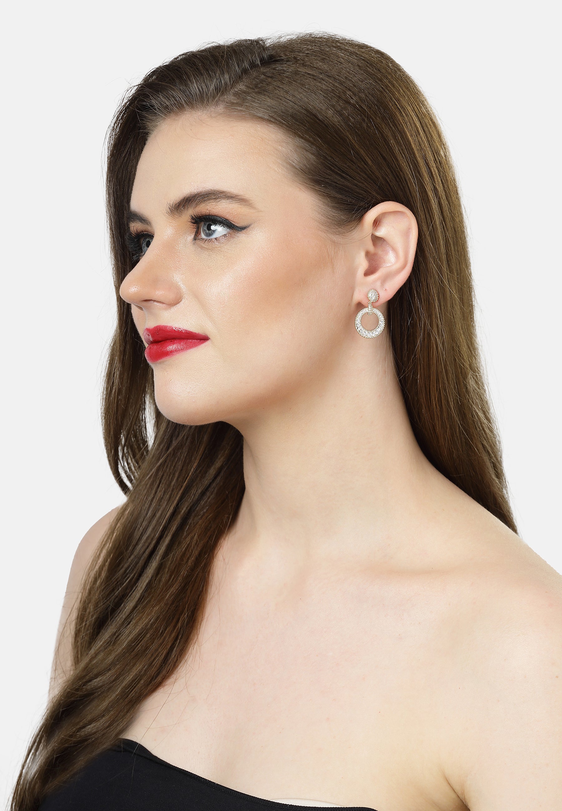 Boucles d'oreilles pendantes rondes couleur or