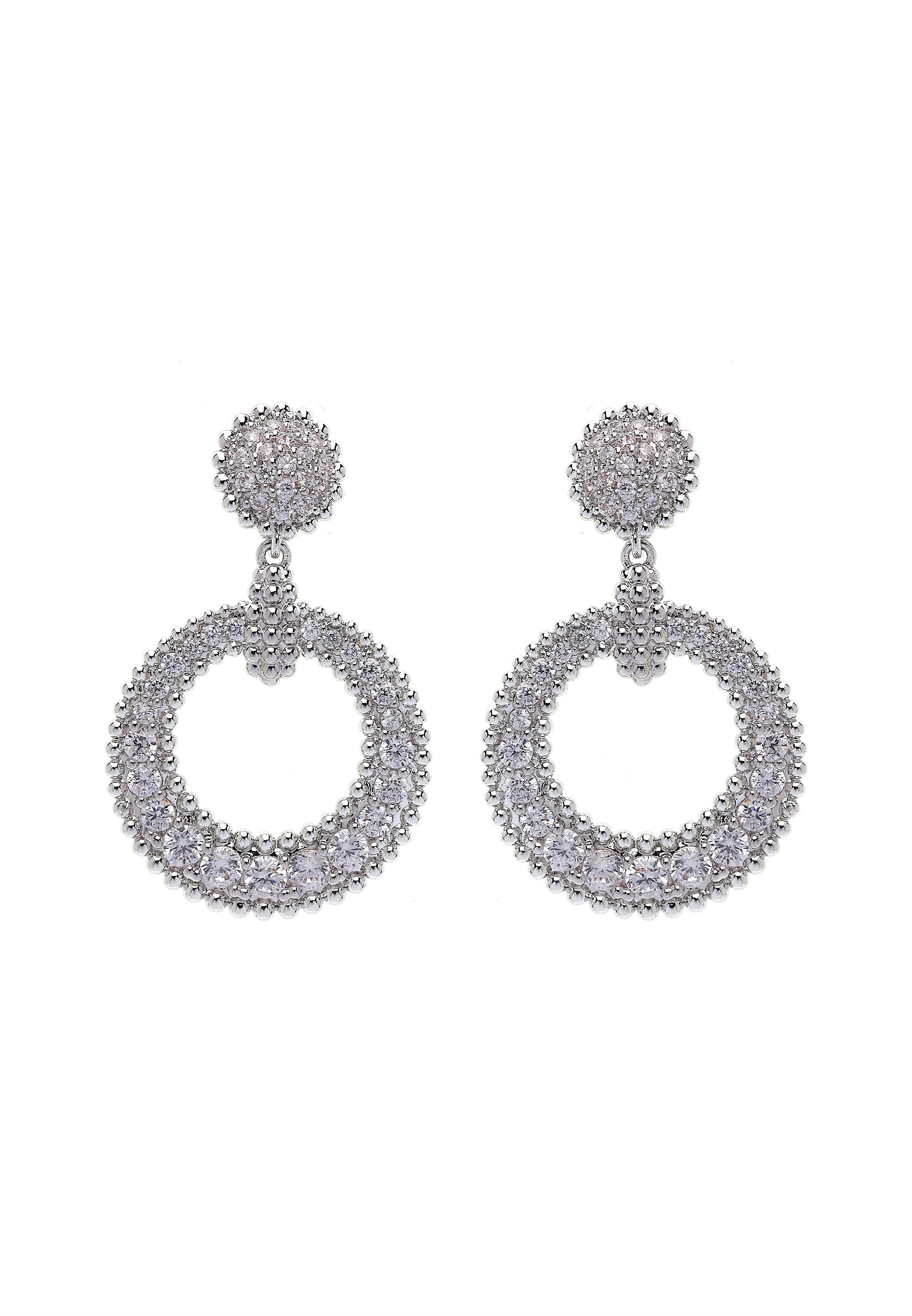 Silver colored Circular Drop Earrings