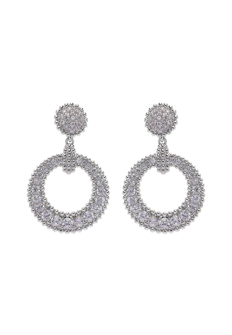 Boucles d'oreilles pendantes rondes argentées