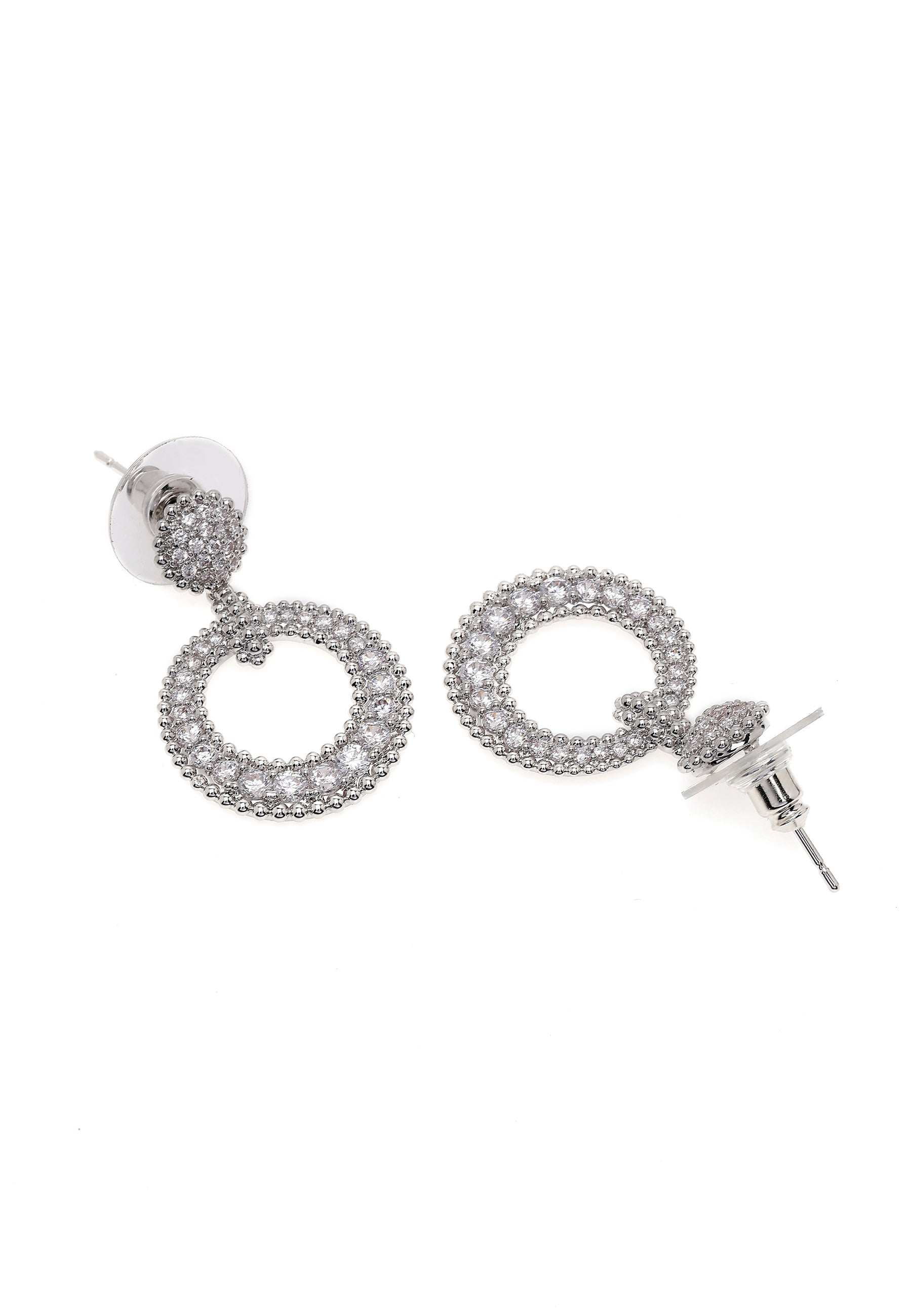 Silver colored Circular Drop Earrings