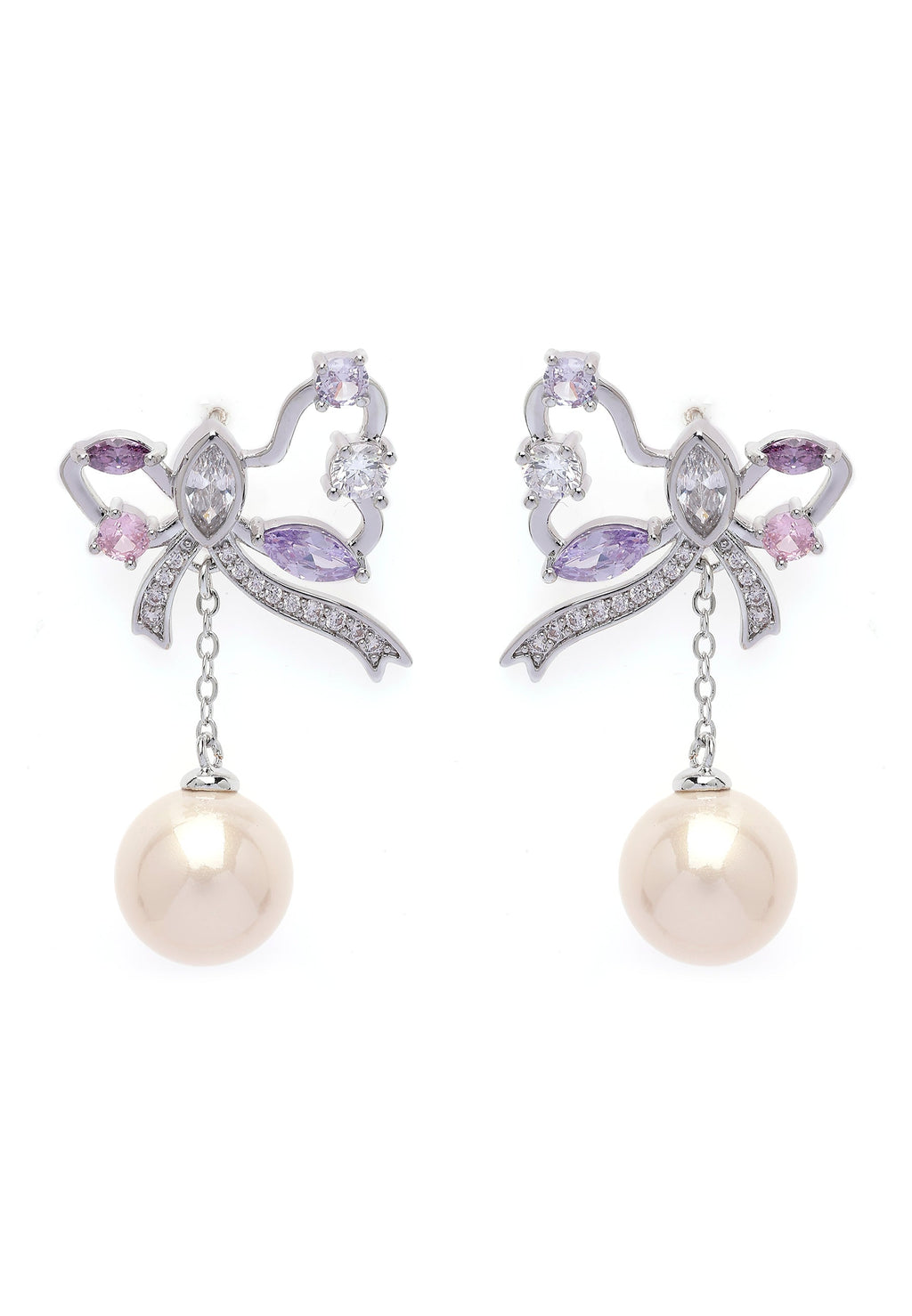 Boucles d'oreilles pendantes papillon argentées
