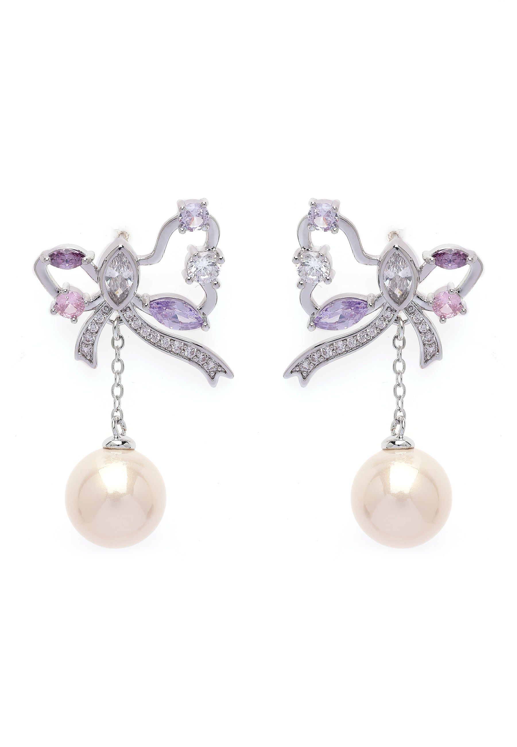 Boucles d'oreilles pendantes papillon argentées