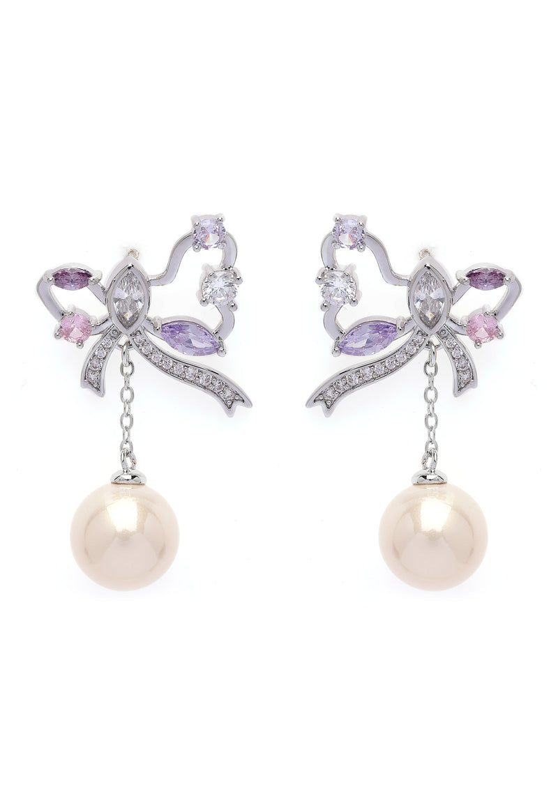 Boucles d'oreilles pendantes papillon argentées