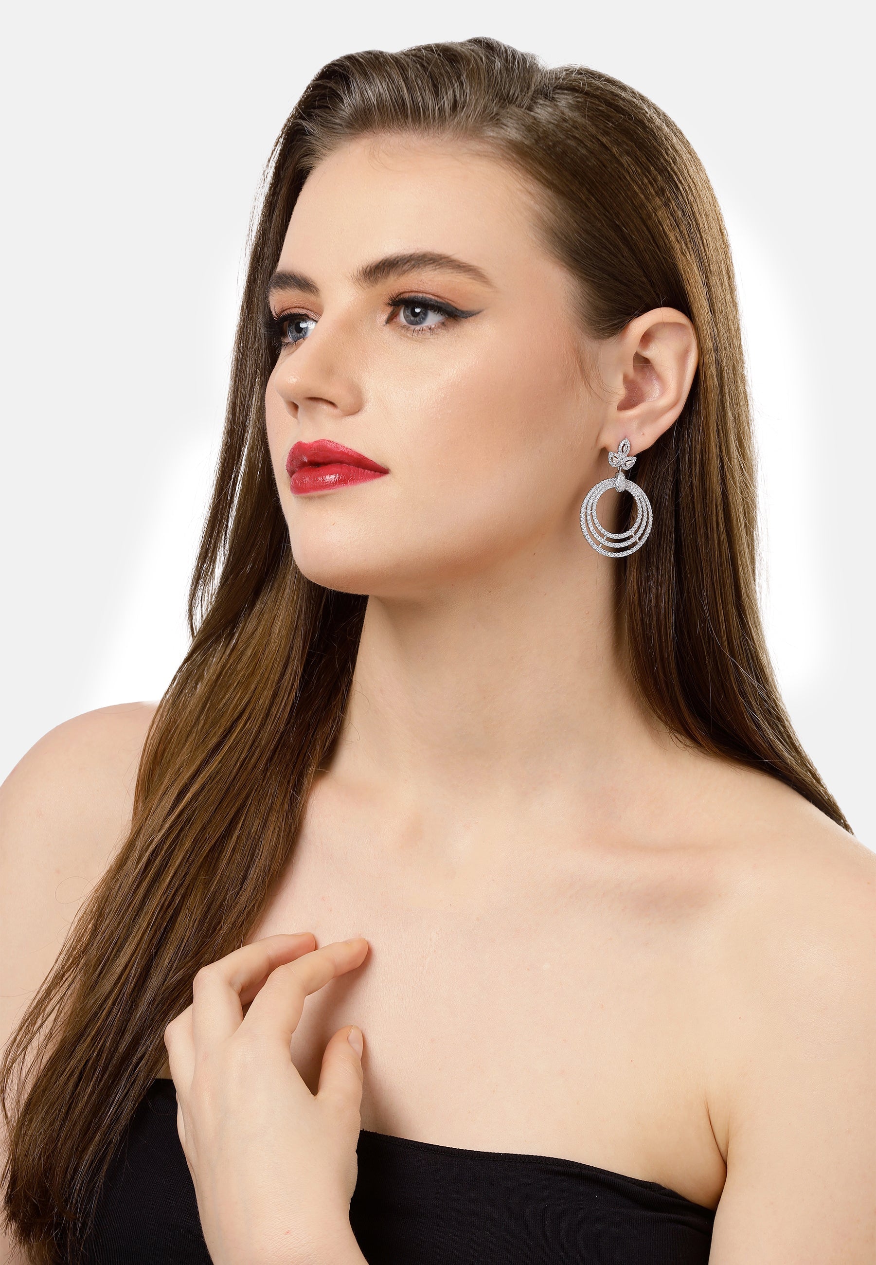 Gleaming Cluster Drop Earrings