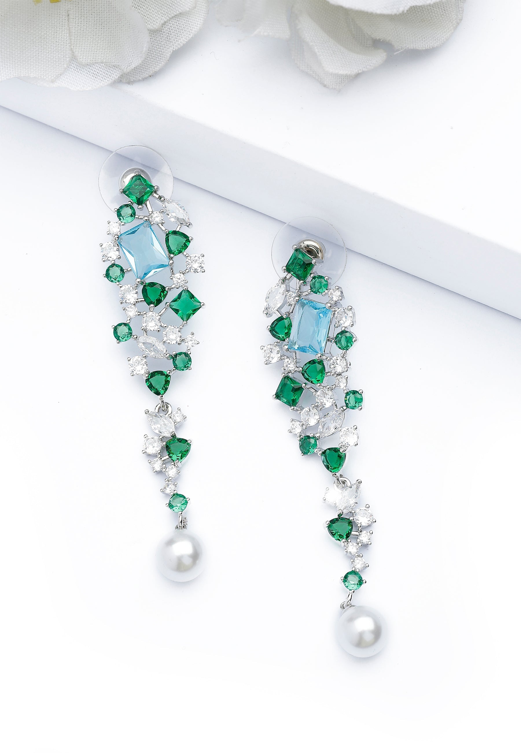 Silver-Colored Contemporary Drop Earrings