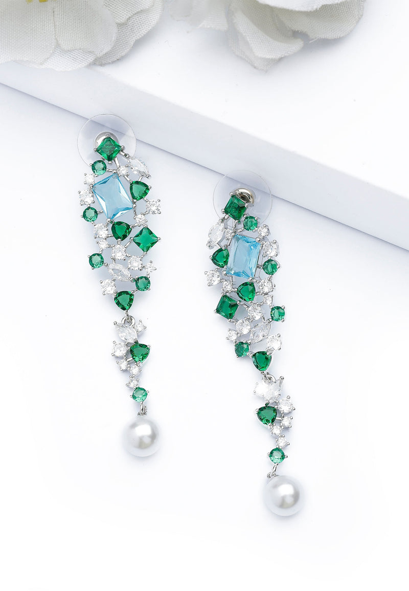 Boucles d'oreilles pendantes contemporaines argentées