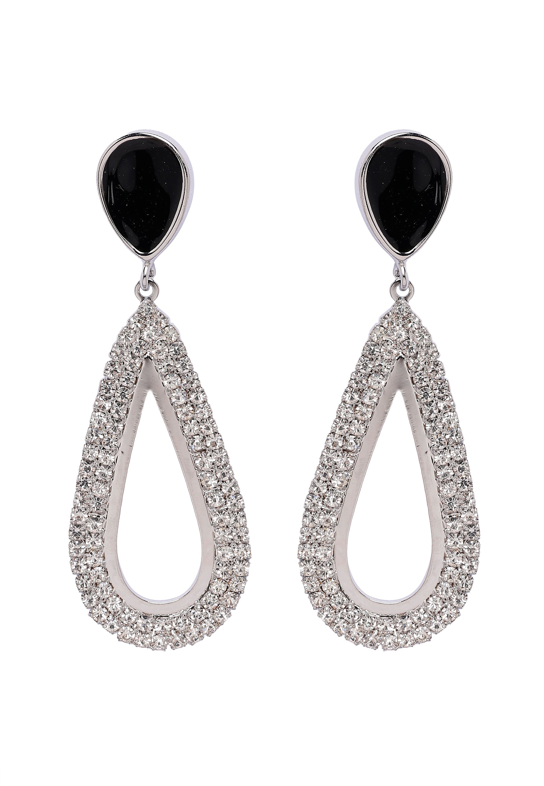 Statement Drop Earrings with Black Accents