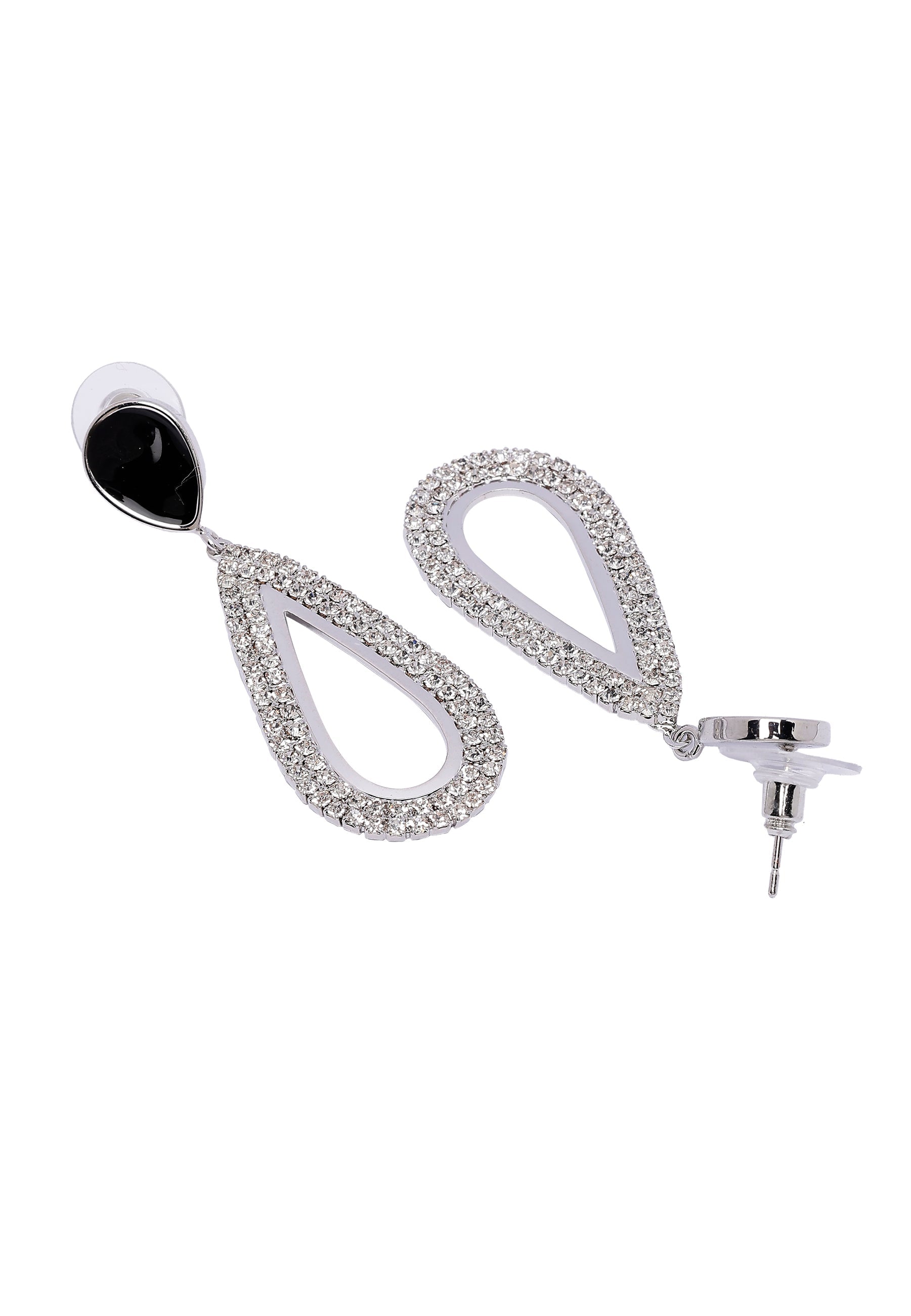 Statement Drop Earrings with Black Accents