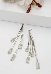 Boucles d'oreilles à maillons carrés en pierre