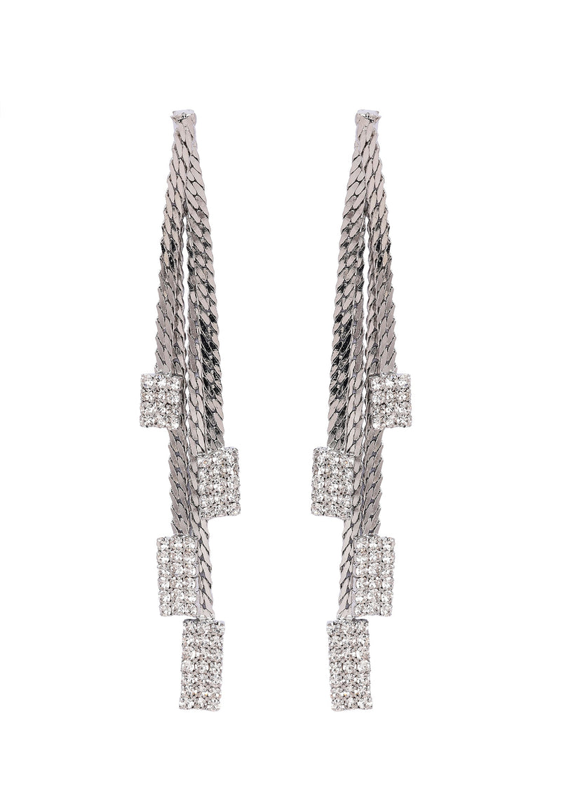 Boucles d'oreilles à maillons carrés en pierre