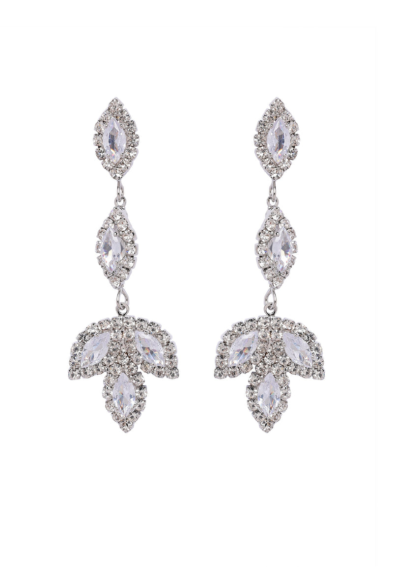 Boucles d'oreilles pendantes à motif de feuilles scintillantes