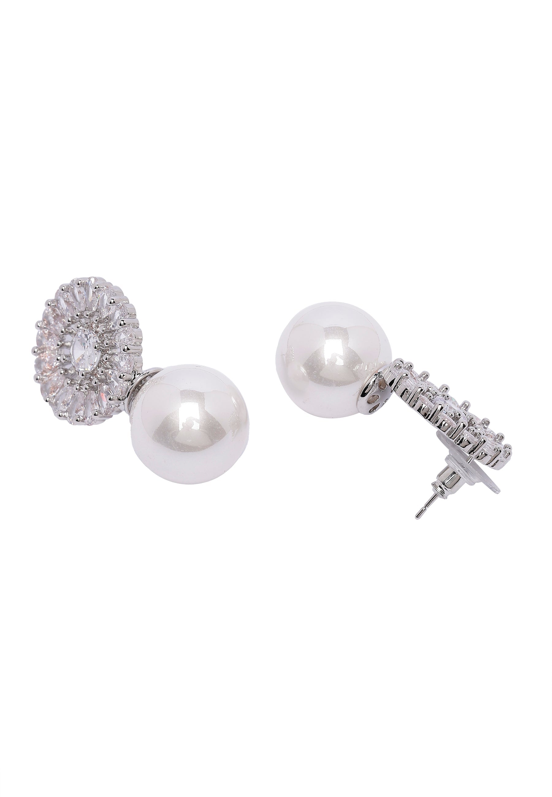 Duet of Pearl and Sparkle Drop Earrings