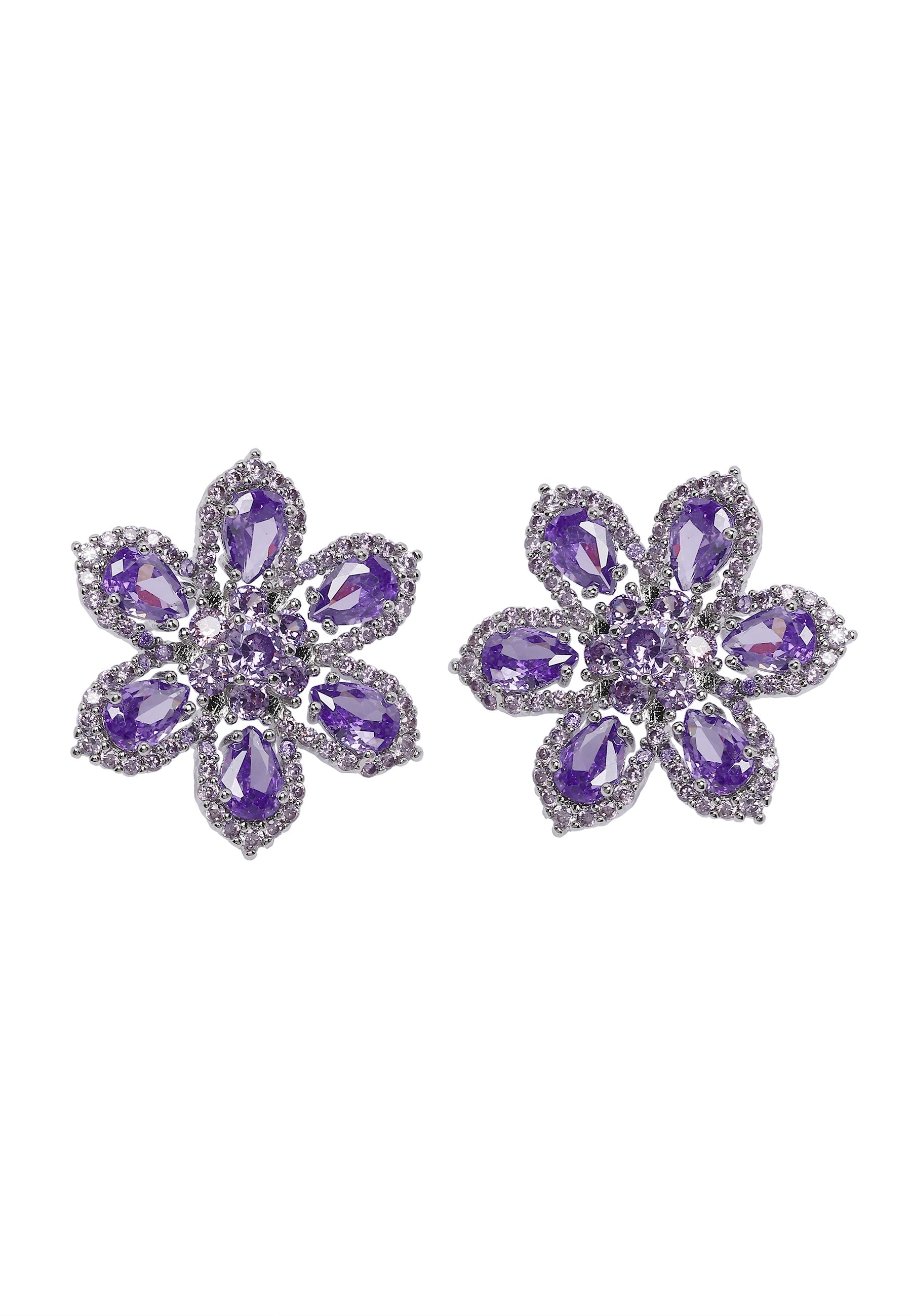 Boucles d'oreilles puces florales lilas
