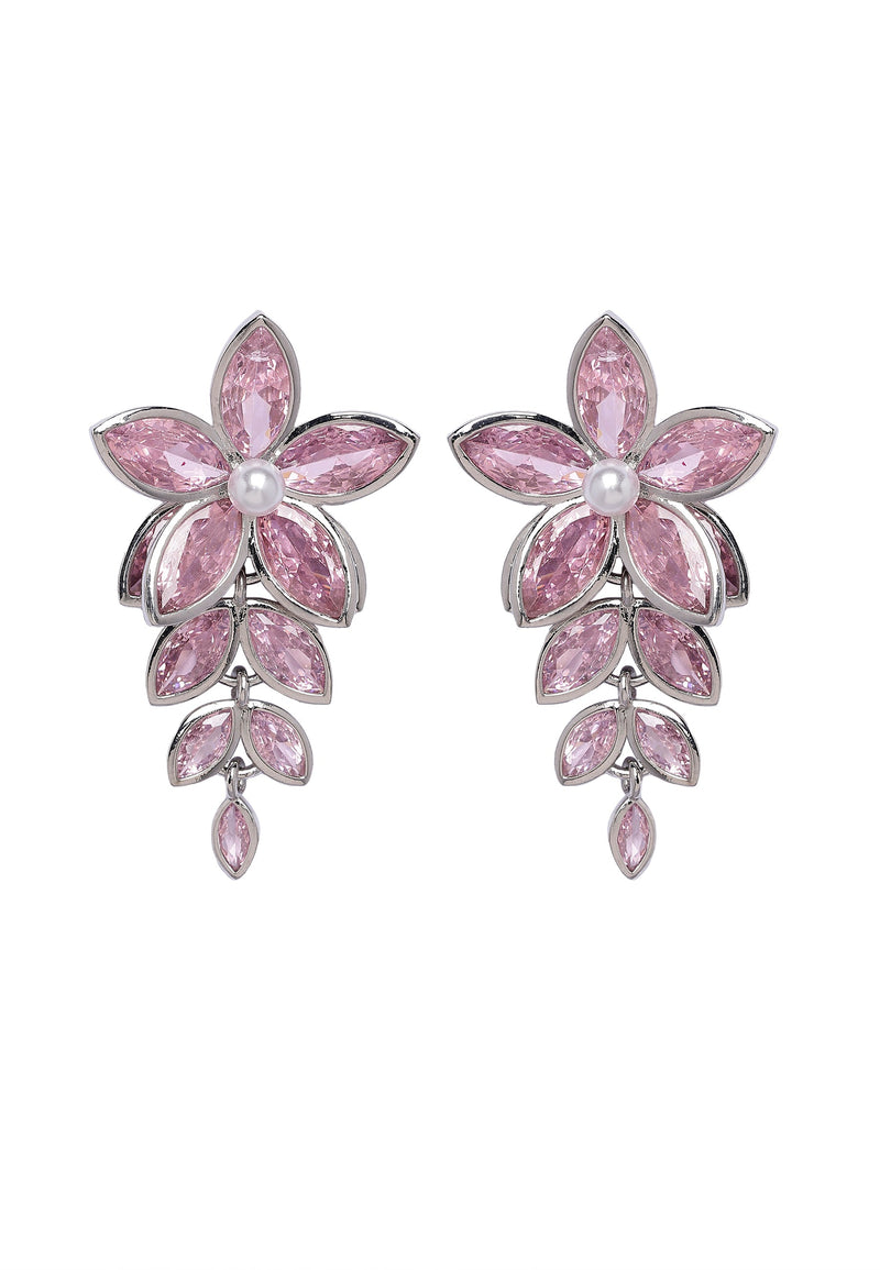 Boucles d'oreilles cascade florales nacrées