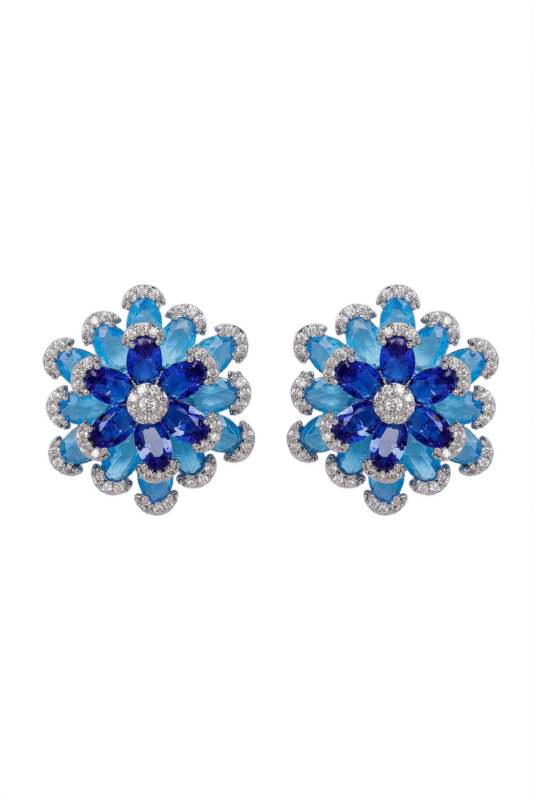 Boucles d'oreilles florales bleu éclatant