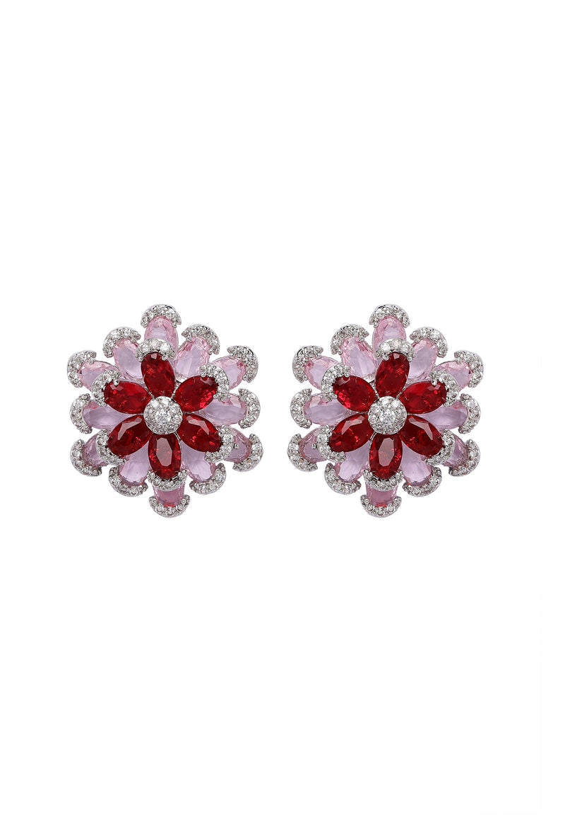 Boucles d'oreilles florales rouge rubis