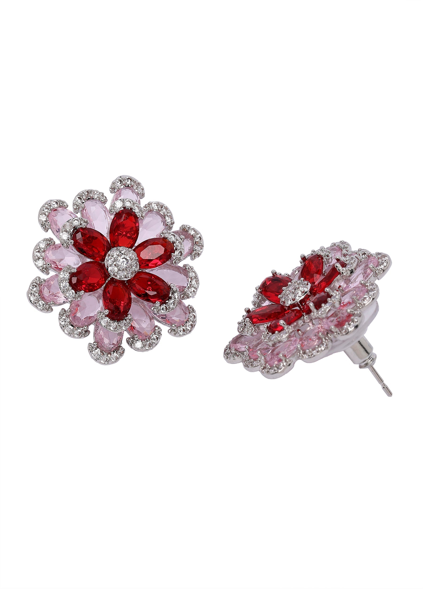 Boucles d'oreilles florales rouge rubis